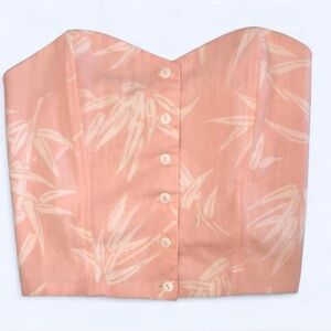 Vintage 1980s Peach Strapless Button-Up Top
